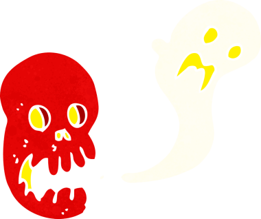 Bir insan tarafından çizilmiş ürkütücü bir kafatası.