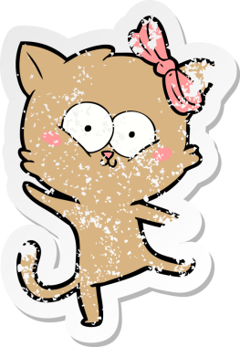 Bir insan tarafından çizilmiş karikatür bir kedinin sıkıntılı çıkartması.