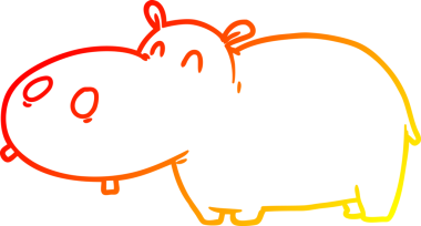 Bir insan tarafından çizilmiş çizgi film hipopotamının sıcak çizgi çizimi