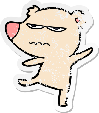 Sinirli bir ayı çizgi filminin insan tarafından çizilmiş sıkıntılı çıkartması.