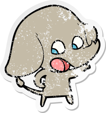 Bir insan tarafından çizilmiş şirin bir filin sıkıntılı çıkartması