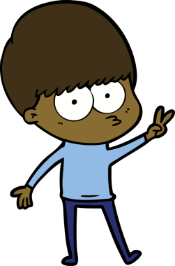 Bir insan tarafından çizilmiş sinirli çizgi film çocuğu.