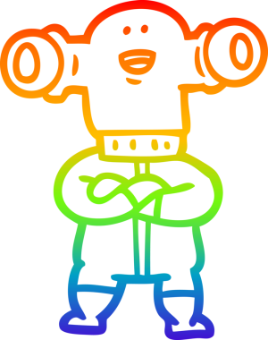 Gökkuşağı gradyan çizgisi, bir insan tarafından çizilmiş dost bir uzaylı çizgi filmi.