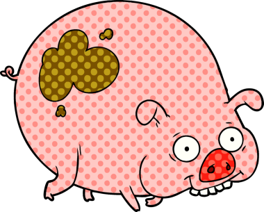 Bir insan tarafından çizilmiş çamurlu bir domuz.