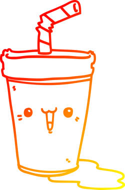 Bir insan tarafından çizilmiş güzel bir karikatür gazozunun sıcak çizgi çizimi