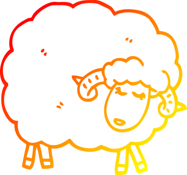 İnsan tarafından çizilmiş boynuzlu bir koyunun sıcak çizgi çizimi