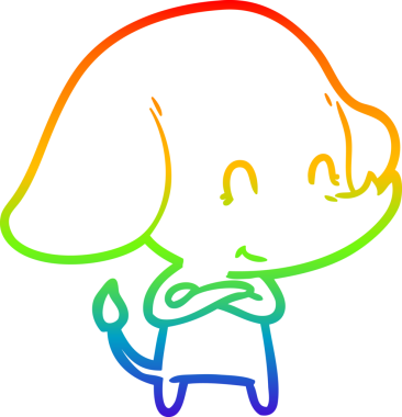 Gökkuşağı gradyan çizgisi bir insan tarafından çizilmiş şirin bir fil çizimi