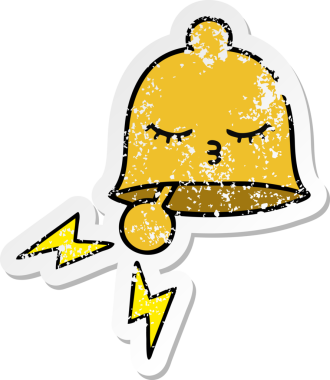 Bir insan tarafından çizilmiş sevimli bir karikatür çanın sıkıntılı çıkartması.