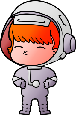 Bir insan tarafından çizilmiş meraklı astronot çizgi filmi.