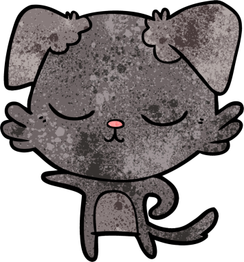 Bir insan tarafından çizilmiş şirin bir çizgi film köpeği.