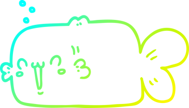 Bir insan tarafından çizilmiş bir karikatür balığının soğuk gradyan çizimi