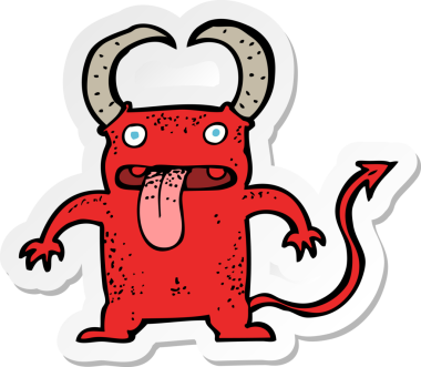 Bir insan tarafından çizilmiş küçük bir şeytanın çıkartması.