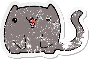 Bir insan tarafından çizilmiş karikatür bir kedinin sıkıntılı çıkartması.