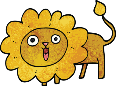 karikatür mutlu aslan bir insan tarafından çizilmiş