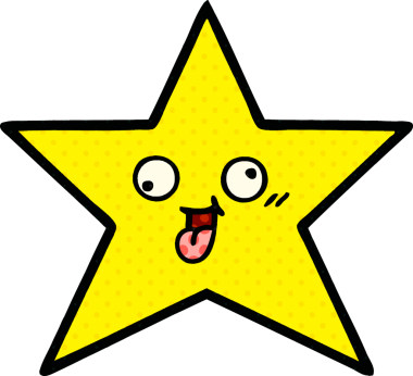 Bir insan tarafından çizilmiş bir altın yıldızın çizgi filmi.