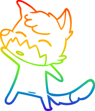 gökkuşağı gradyanı çizimi bir insan tarafından çizilmiş tilki çizgi filmi