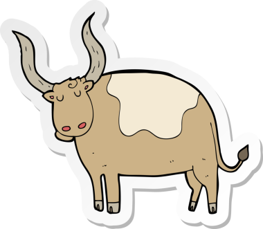 Bir insan tarafından çizilmiş bir öküz çıkartması.