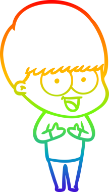 gökkuşağı gradyanı çizimi bir insan tarafından çizilmiş mutlu bir çizgi film çocuğu