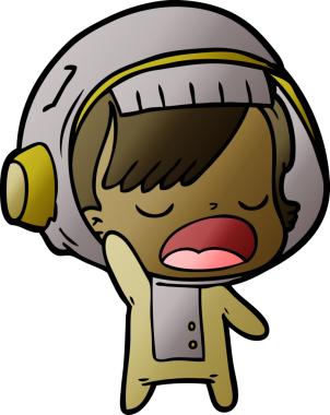 Karikatür astronot kadın bir insan tarafından çizilmiş.