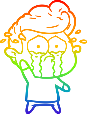 Bir insan tarafından çizilmiş ağlayan bir adamın çizdiği gökkuşağı gradyan çizgisi.