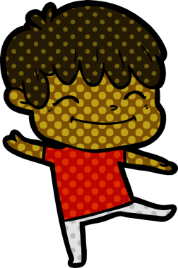 Bir insan tarafından çizilmiş mutlu çizgi film çocuğu.