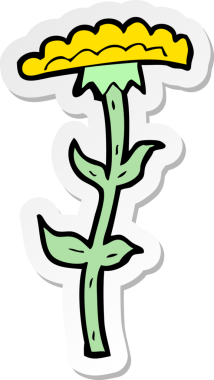 Bir insan tarafından çizilmiş karikatür çiçeğinin çıkartması.