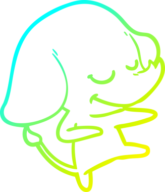 Bir insan tarafından çizilmiş gülümseyen bir filin soğuk gradyan çizimi