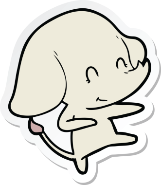 Bir insan tarafından çizilmiş şirin bir fil çıkartması.