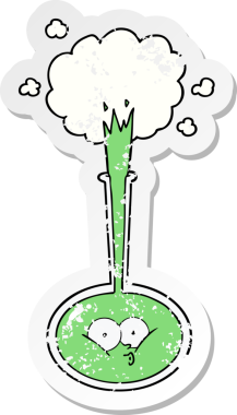 Bir insan tarafından çizilen karikatür bilim deneyinin sıkıntılı etiketi.