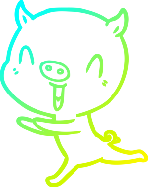 Bir insan tarafından çizilen mutlu çizgi film domuz çizimi.