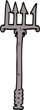 Bir insan tarafından çizilmiş üç çatallı mızrak.