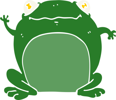 Bir insan tarafından çizilmiş düz renkli kurbağa.