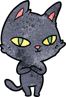 Bir insan tarafından çizilmiş çizgi film kedisi.