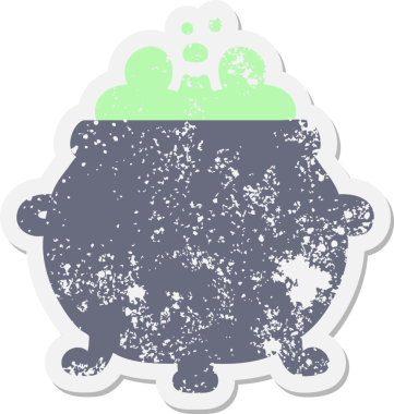 Bir insan tarafından çizilmiş köpüren kazan grunge çıkartması.