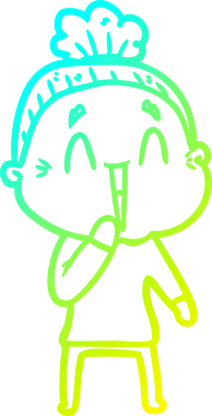 Bir insan tarafından çizilmiş, mutlu, yaşlı bir kadının çizdiği soğuk çizgi.