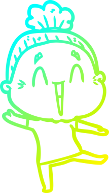 Bir insan tarafından çizilmiş, mutlu, yaşlı bir kadının çizdiği soğuk çizgi.