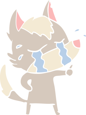 Bir insan tarafından çizilmiş düz renkli ağlayan kurt resmi.