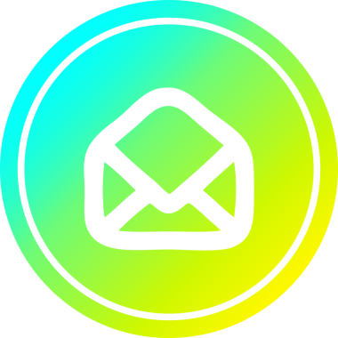 Zarf harfi dairesel simgesi, bir insan tarafından çizilen havalı gradyan bitiş