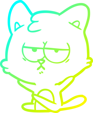 Sıkılmış çizgi film kedisinin insan tarafından çizilmiş soğuk gradyan çizgisi