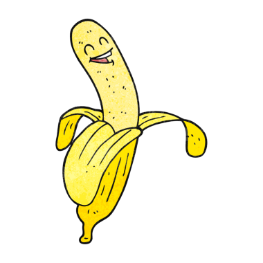 Bir insan tarafından çizilmiş el yapımı karikatür muz.