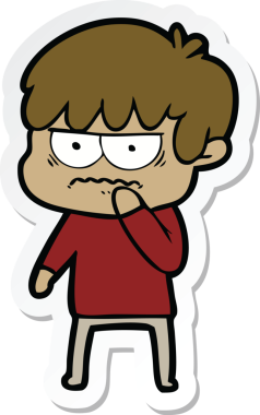 Bir insan tarafından çizilmiş kızgın bir çizgi film çocuğunun çıkartması.