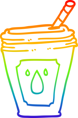 Gökkuşağı gradyan çizgisi bir insan tarafından çizilmiş meyve suyu bardağının çizimi