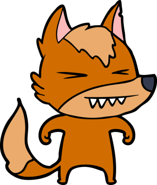 Bir insan tarafından çizilmiş tilki çizgi film karakteri