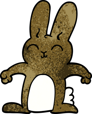 Bir insan tarafından çizilmiş mutlu karikatür tavşanı.