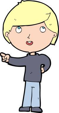 Çizgi film çocuğu bir insan tarafından çizilmiş.