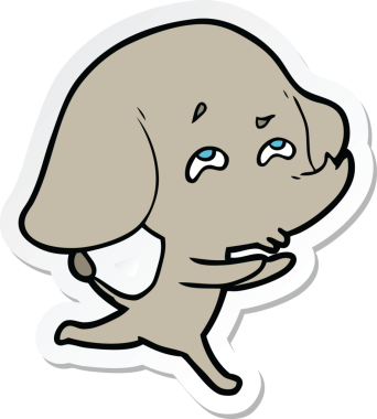 Bir insan tarafından çizilmiş karikatür filinin çıkartması.