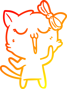 Bir insan tarafından çizilmiş çizgi film kedisinin sıcak çizgi çizimi