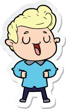 Bir insan tarafından çizilmiş mutlu bir çizgi film karakterinin çıkartması.