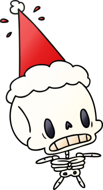 Bir insan tarafından çizilmiş Kawaii iskeletinin el çizimi gradyan karikatürü.