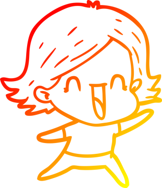 Bir insan tarafından çizilmiş mutlu bir kadının çizgi çizimi.